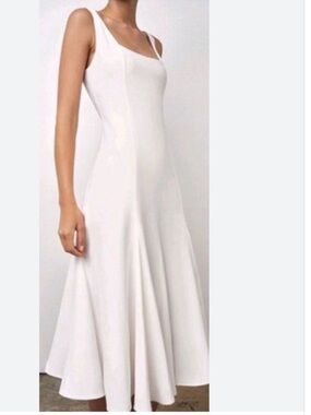 ZARA WOMAN NEW SS25 ZW
COLLECTION MIDI DRESS ECRU White Size small